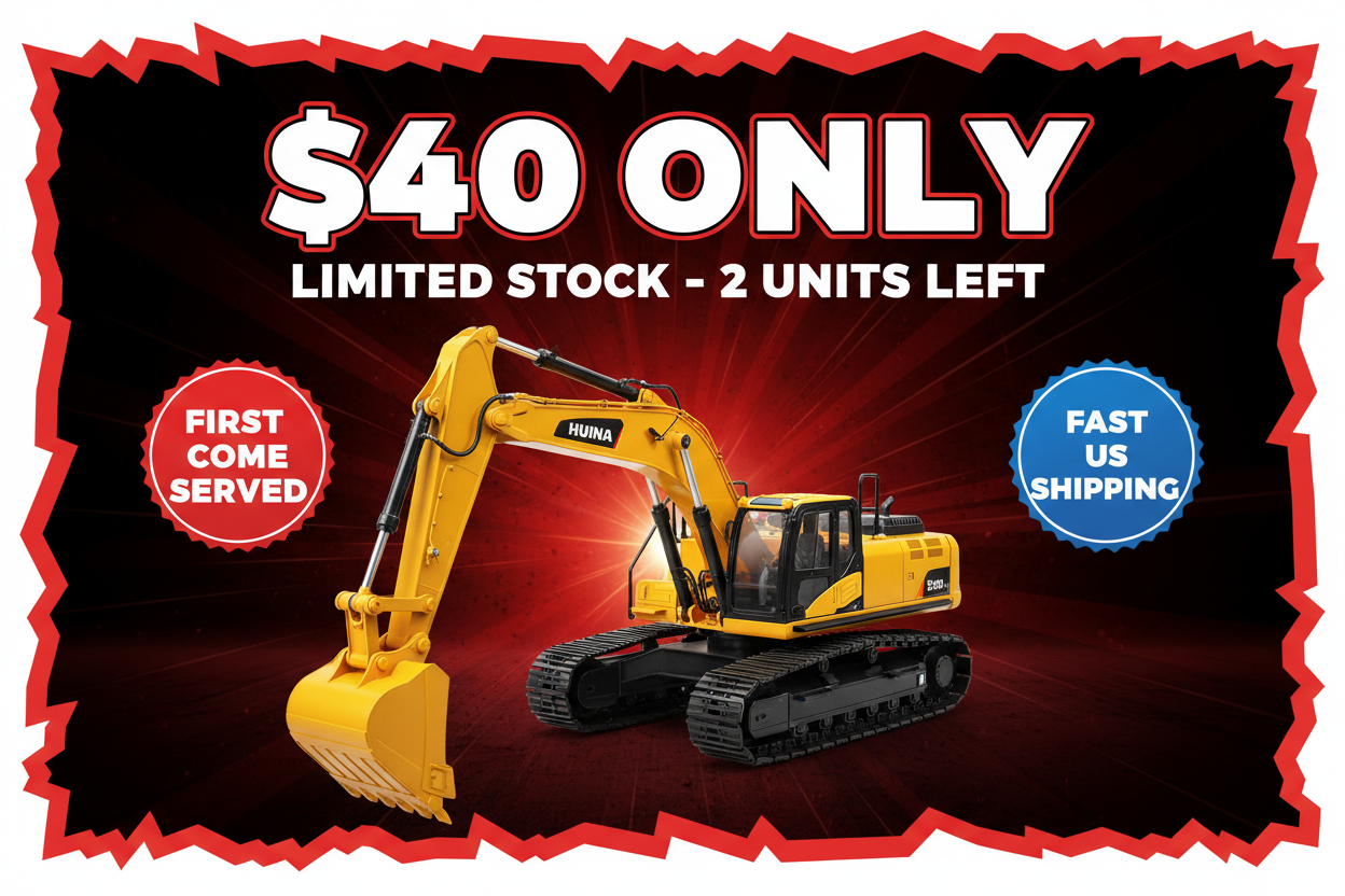 Unbeatable US Warehouse Clearance: Grab Huina 1561 RC Excavator for Only $40!
