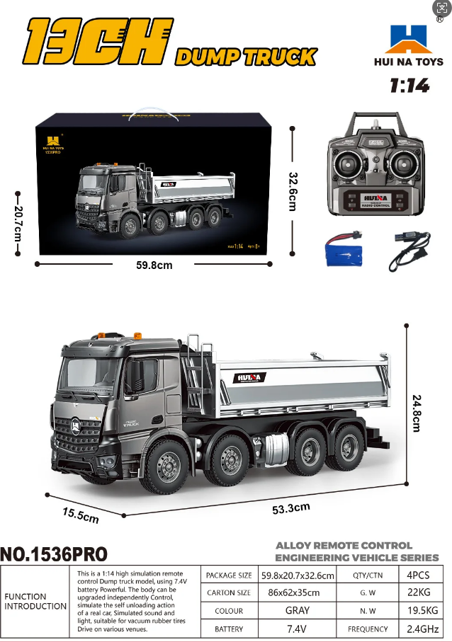 HUINA 1536 PRO 1:14 DUMP TRUCK (2025 MODEL)