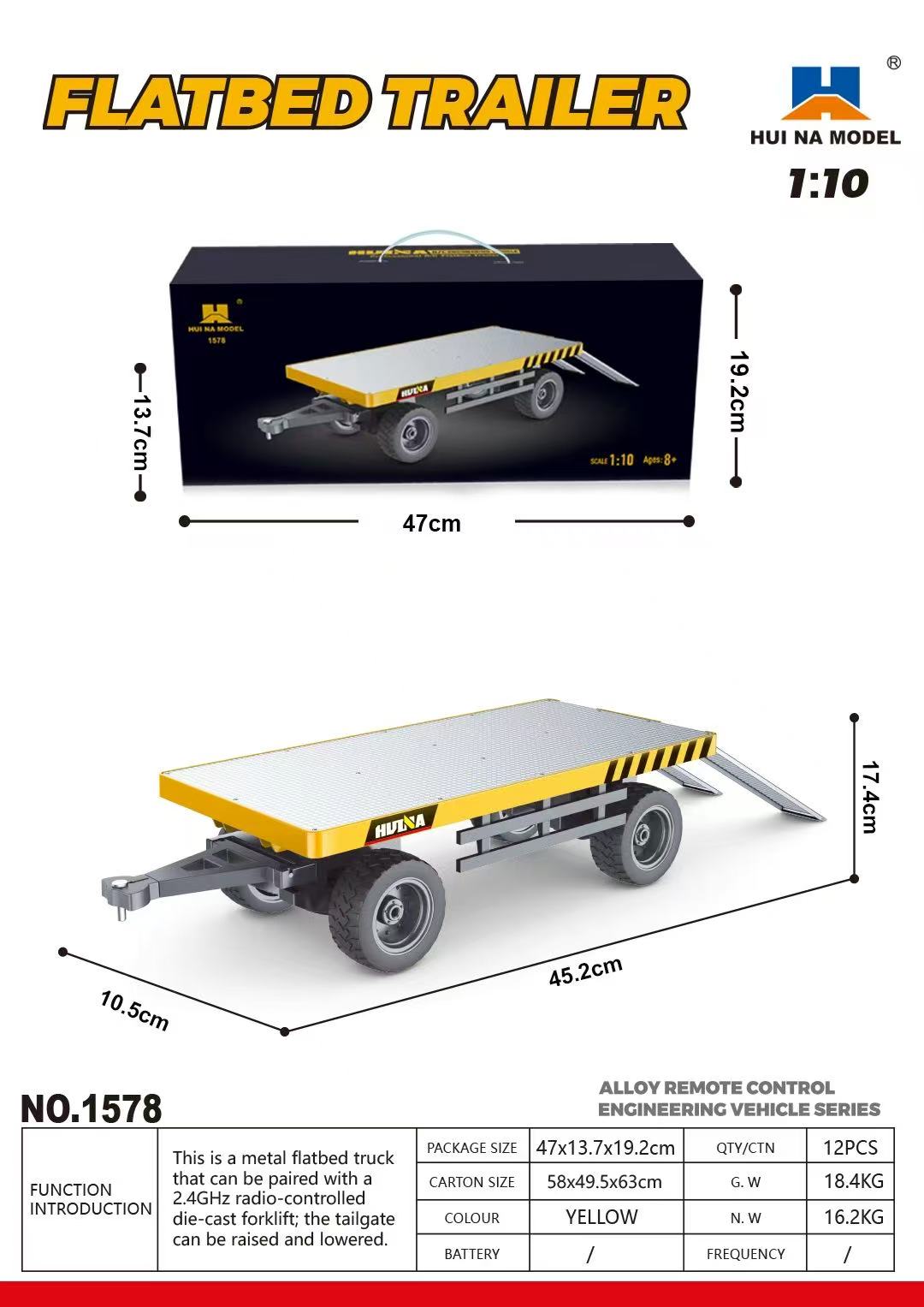 Huina 1578 Flatbed Trailer(Play with 1577 2026 )