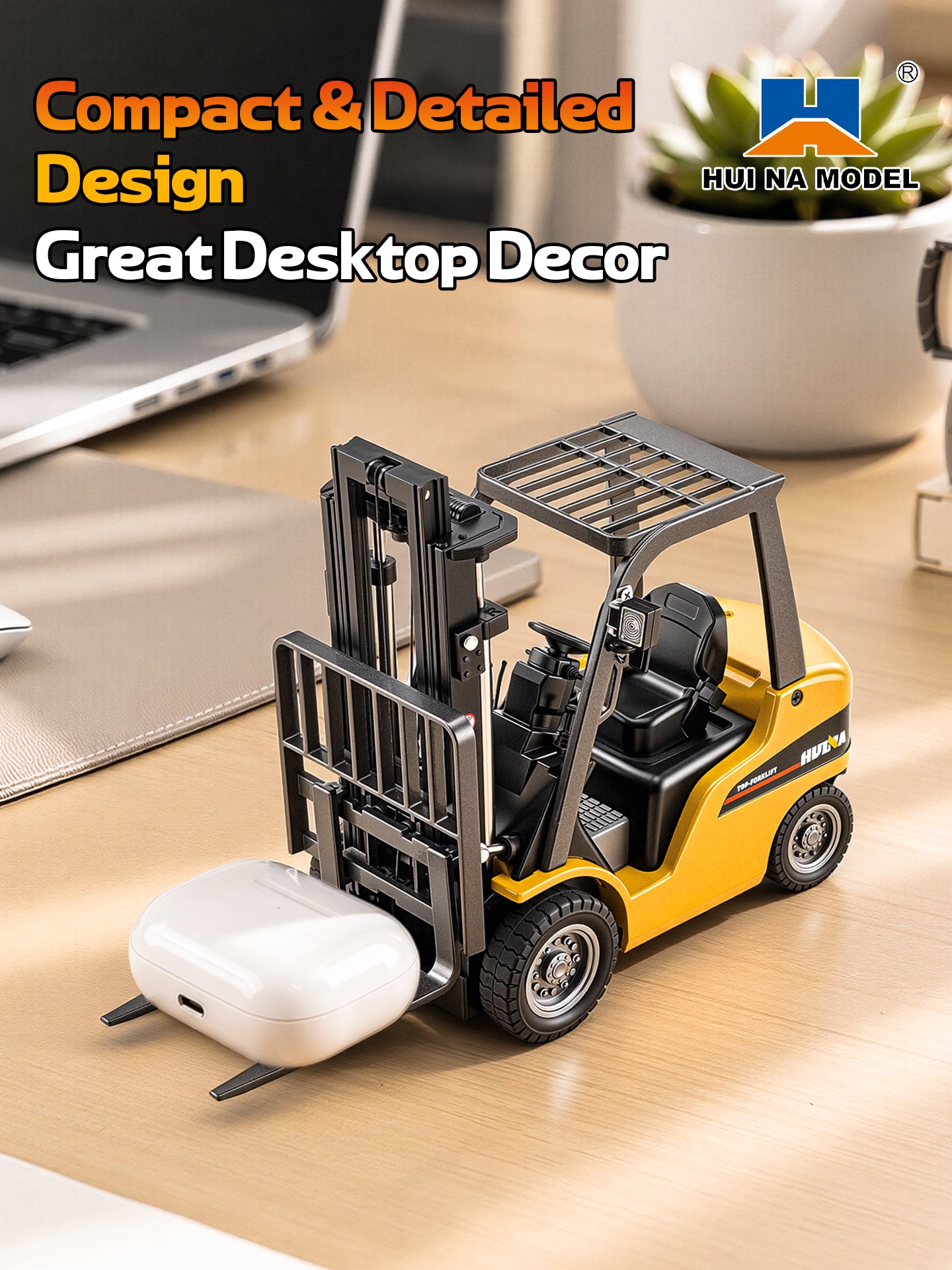 HUINA 9925 1/50 Electric Remote Control Forklift Mini Warehouse RC Model Desktop Level Light Sound Effect Battery