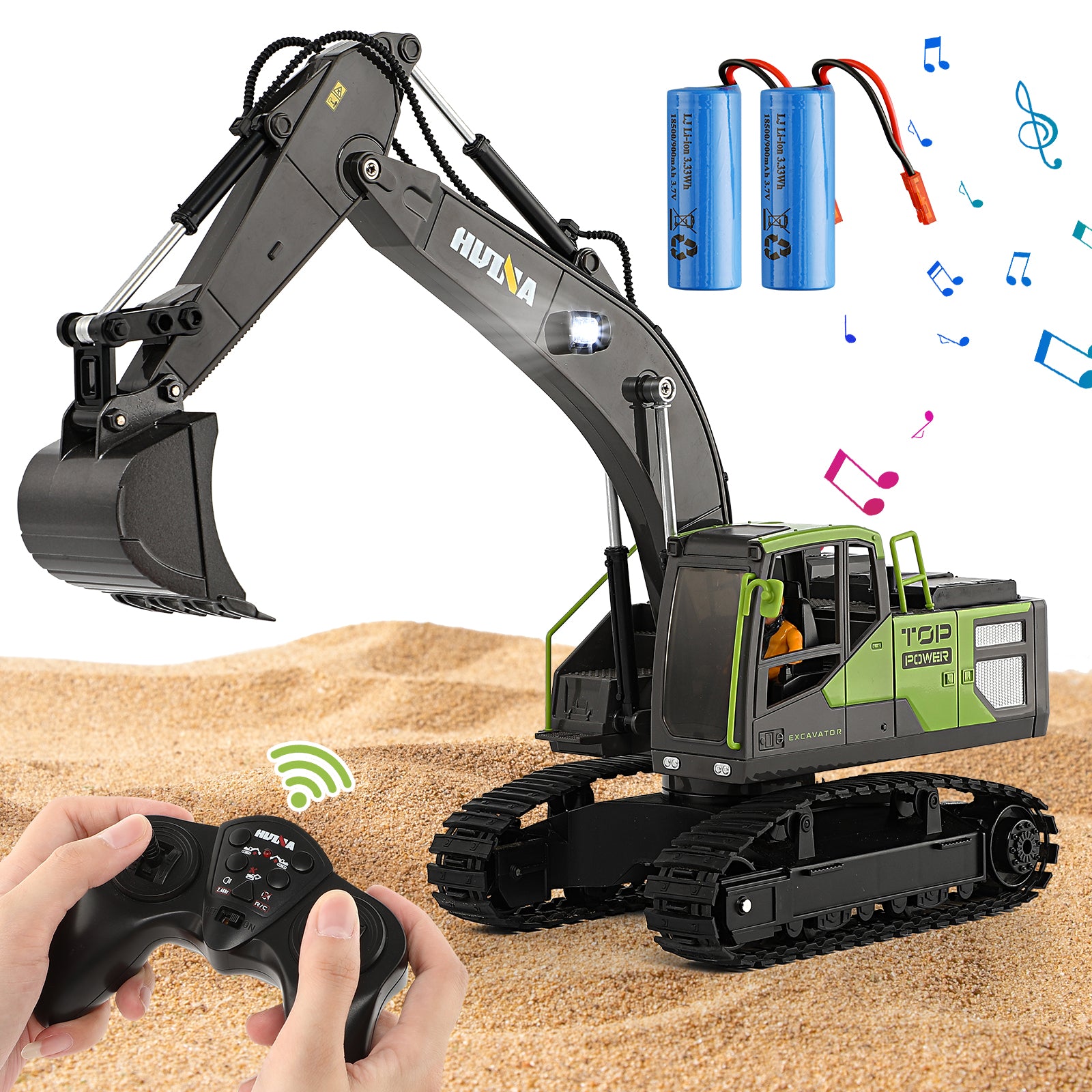 Huina 1661 1:18 Semi-alloy Remote Control Excavator Toy