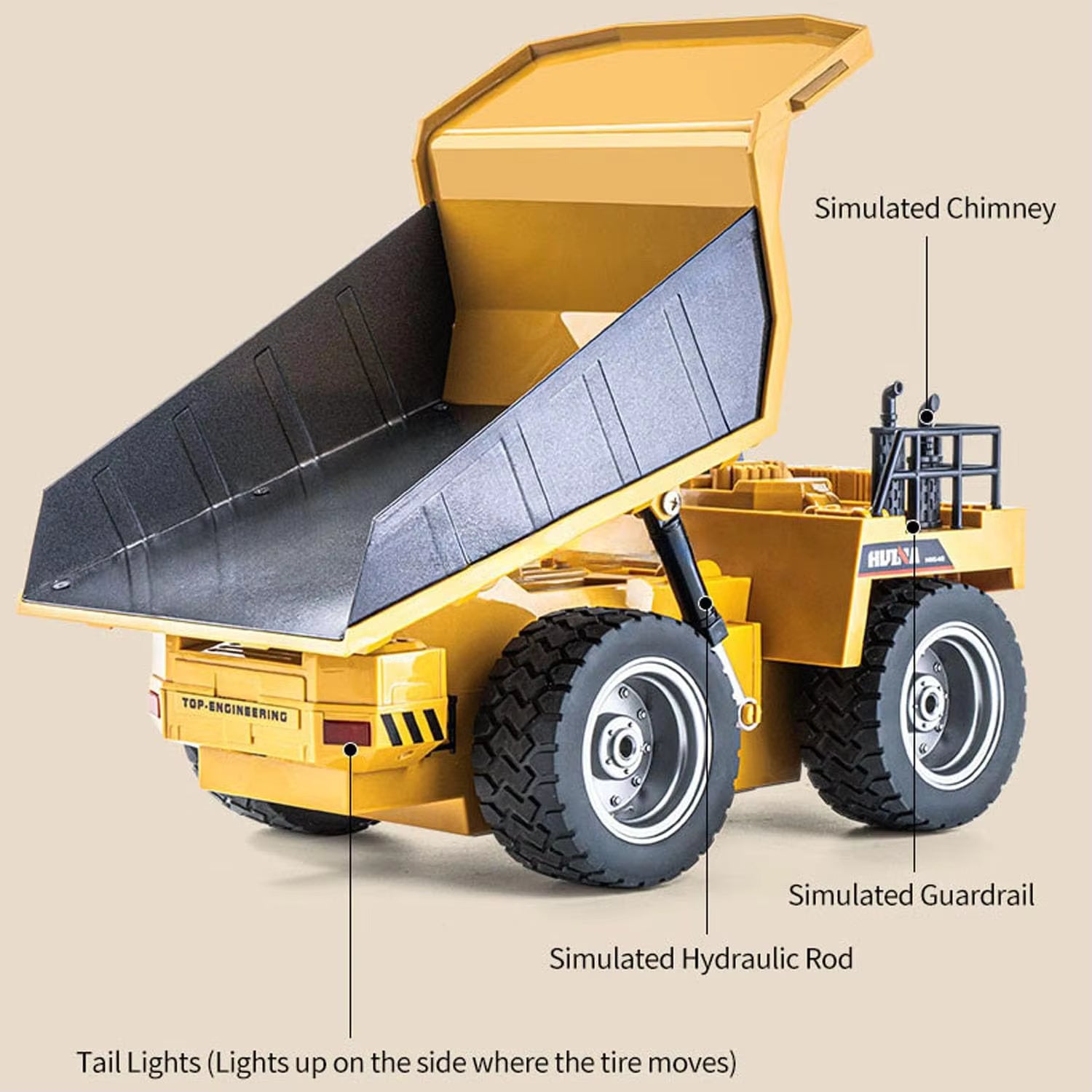 Huina 1533 RC Dump Truck 1:18 Scale 9CH Remote Control Construction Vehicle To