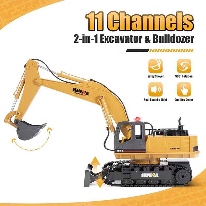Huina 1531 RC Excavator Trucks 11CH 1:16 Alloy Remote Control Engineering Digger