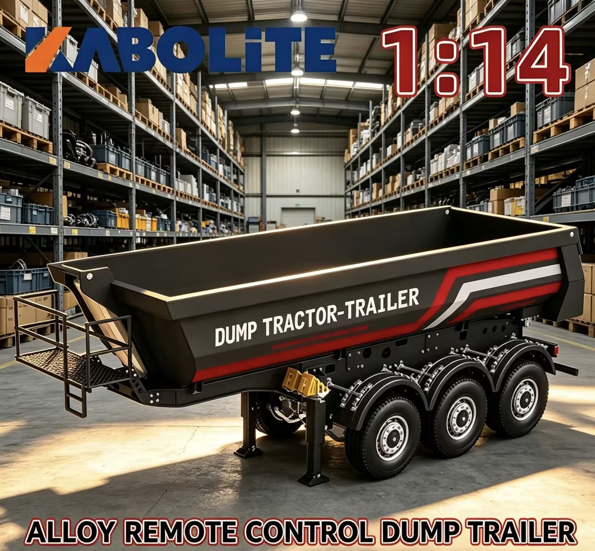 Kabolite 1:14 Scale K770S-102 Alloy RC Dump Trailer, Hydraulic Tipping Tractor Trailer for RC Truck & Tractor Models