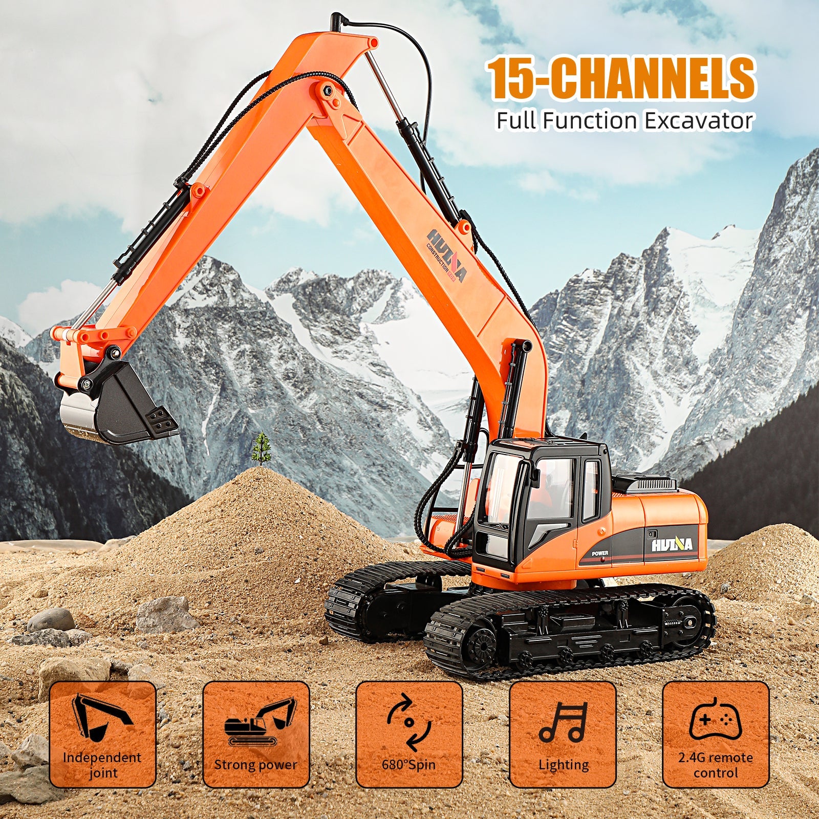 Huina 1551 1:14 Long Boom RC Excavator (2025 MODEL )