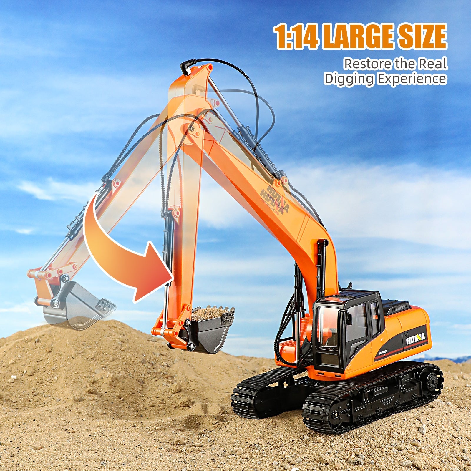 Huina 1551 1:14 Long Boom RC Excavator (2025 MODEL )