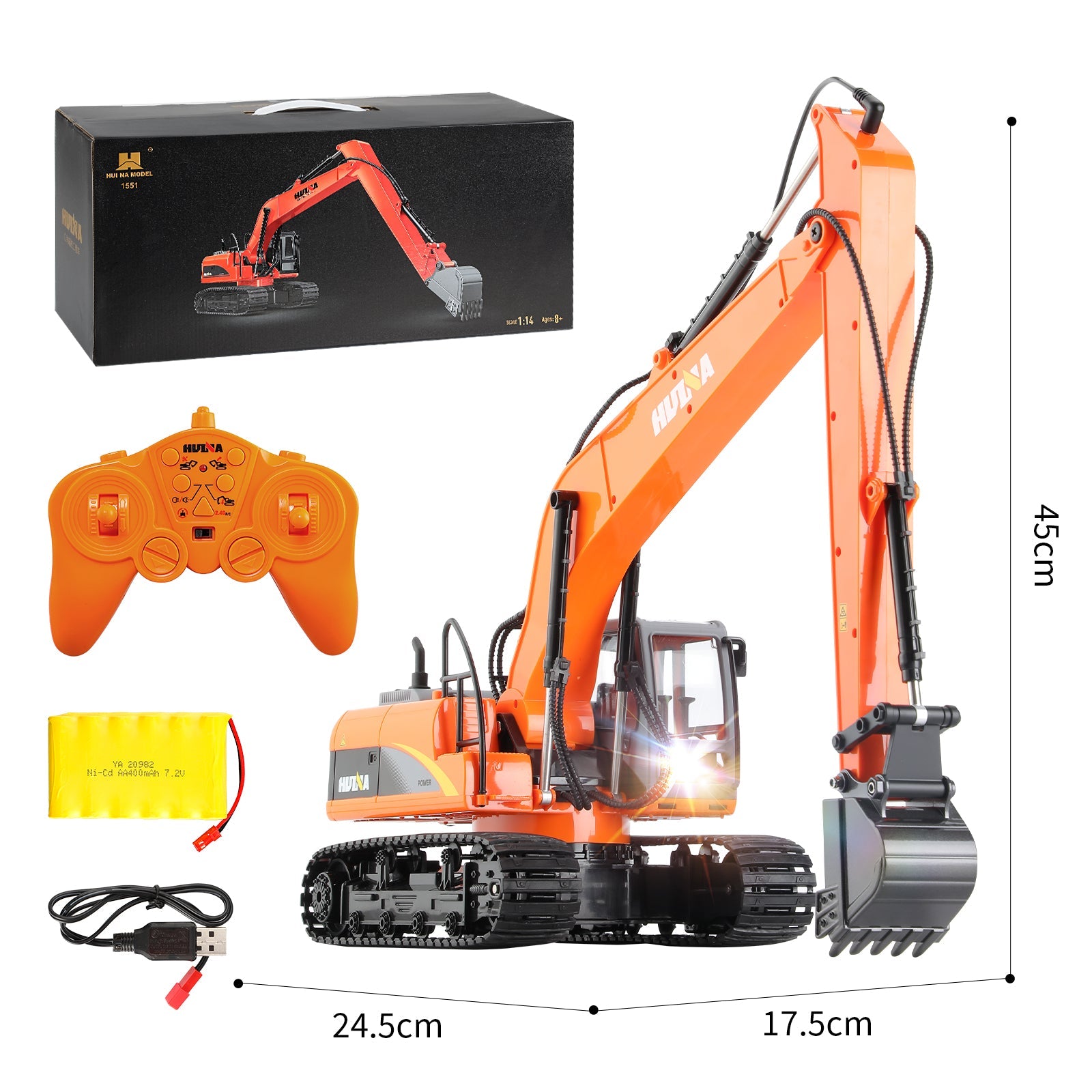 Huina 1551 1:14 Long Boom RC Excavator (2025 MODEL )