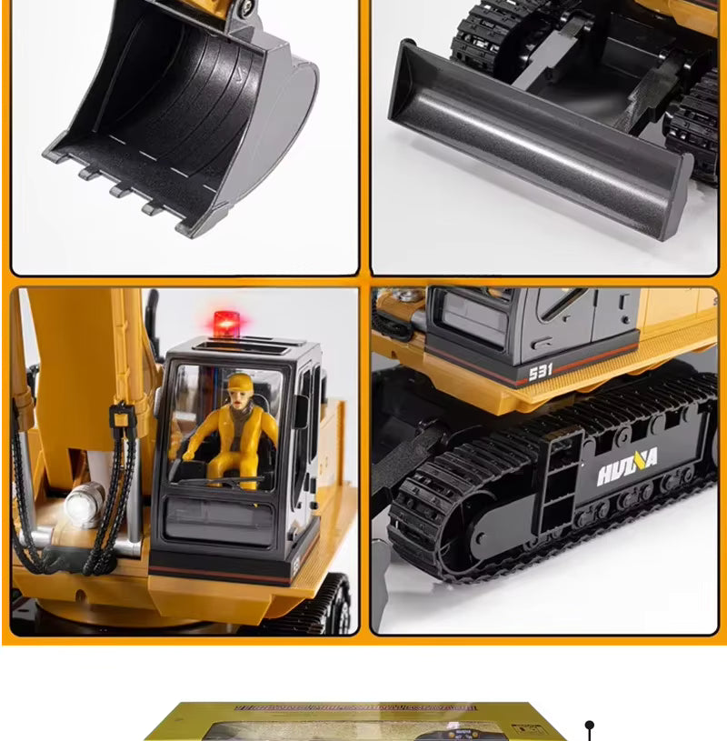 Huina 1531 RC Excavator Trucks 11CH 1:16 Alloy Remote Control Engineering Digger