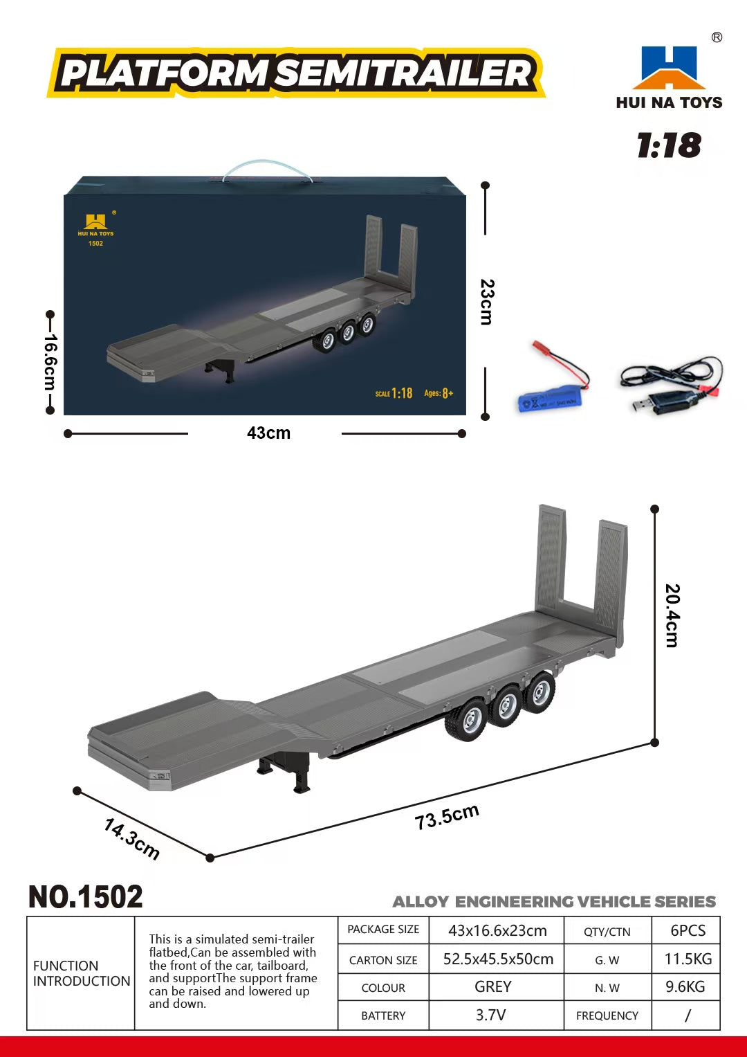 Huina 1501 1:18 19-channel Scania tractor