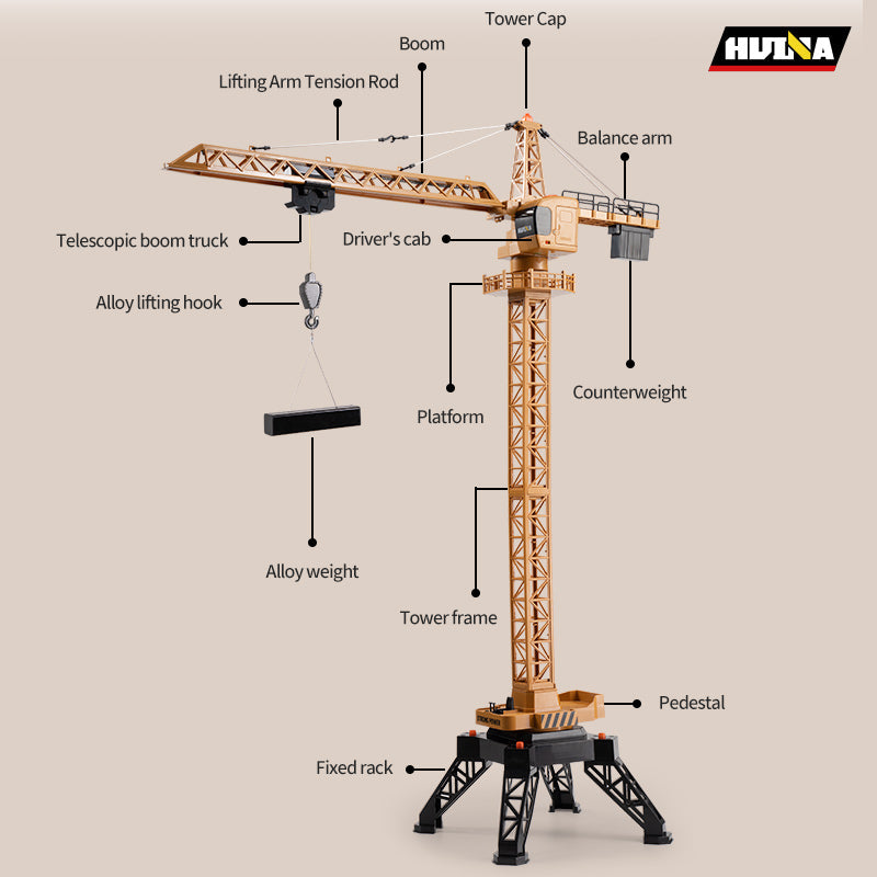 Huina 1585 1:14 Semi-alloy Remote Control Tower Crane Model Toy (2025 MODEL)