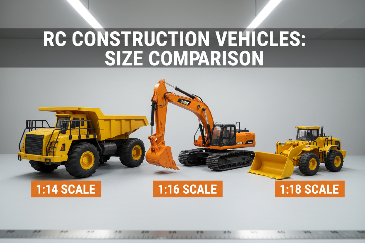 1:14 vs 1:16 vs 1:18 Scale RC Trucks & Excavators: Scale Size Pros & Cons