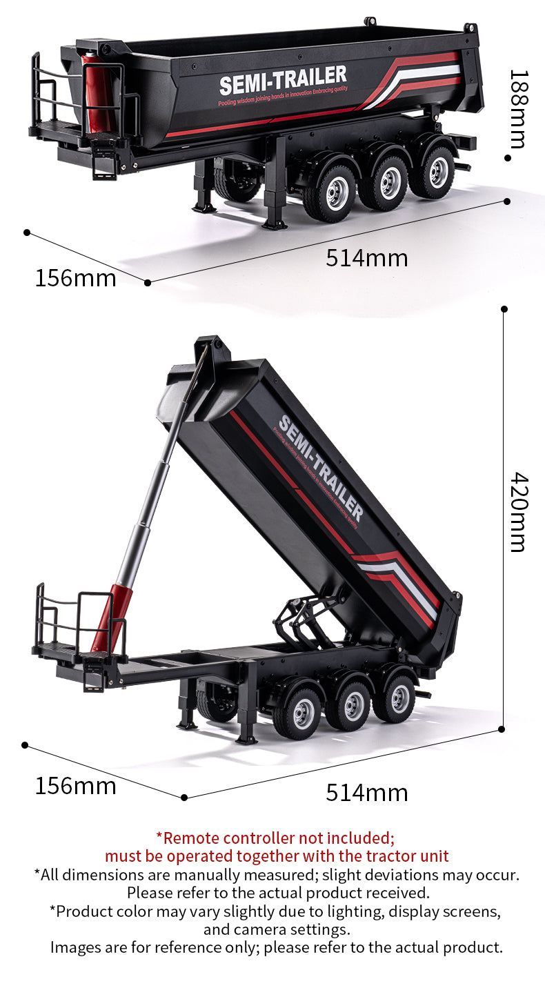 Huina 1509 1/18 Alloy Semi-trailer Dump Remote Control Truck Engineering Construction RC Car Toys Model