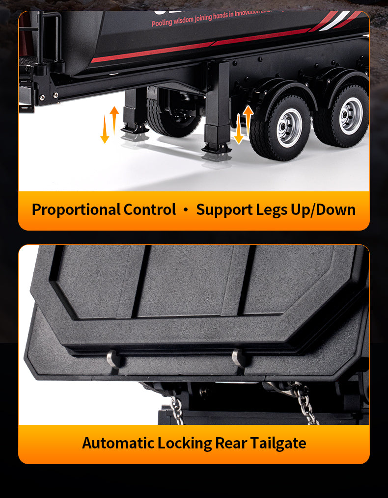 Huina 1509 1/18 Alloy Semi-trailer Dump Remote Control Truck Engineering Construction RC Car Toys Model