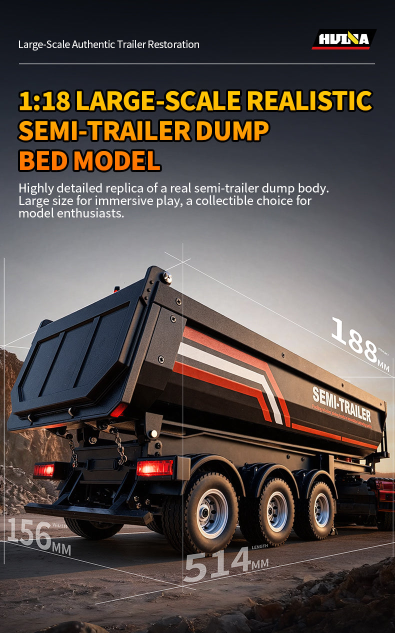Huina 1509 1/18 Alloy Semi-trailer Dump Remote Control Truck Engineering Construction RC Car Toys Model