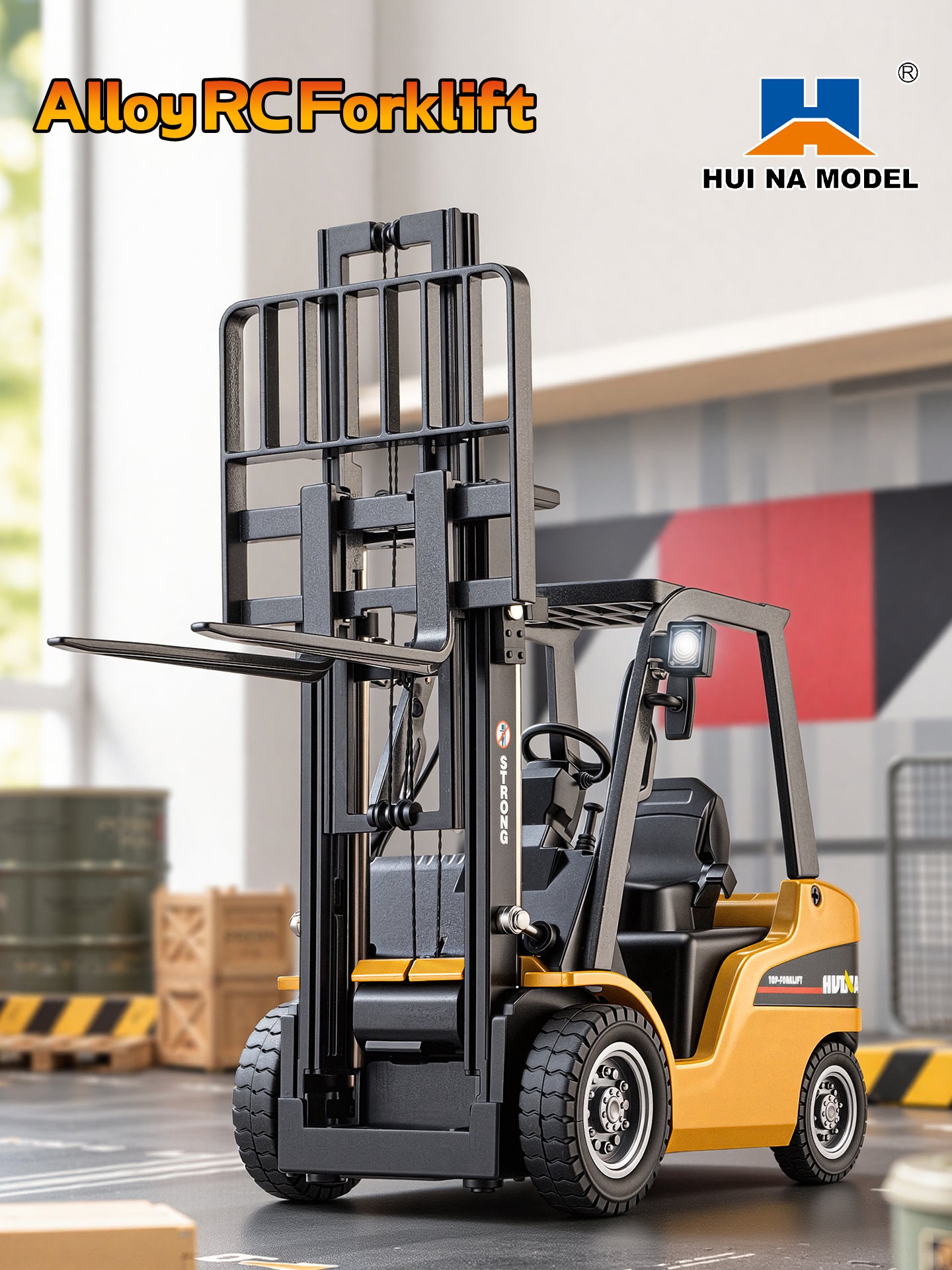 HUINA 9925 1/50 Electric Remote Control Forklift  Mini Warehouse RC Model Desktop Level Light Sound Effect Battery