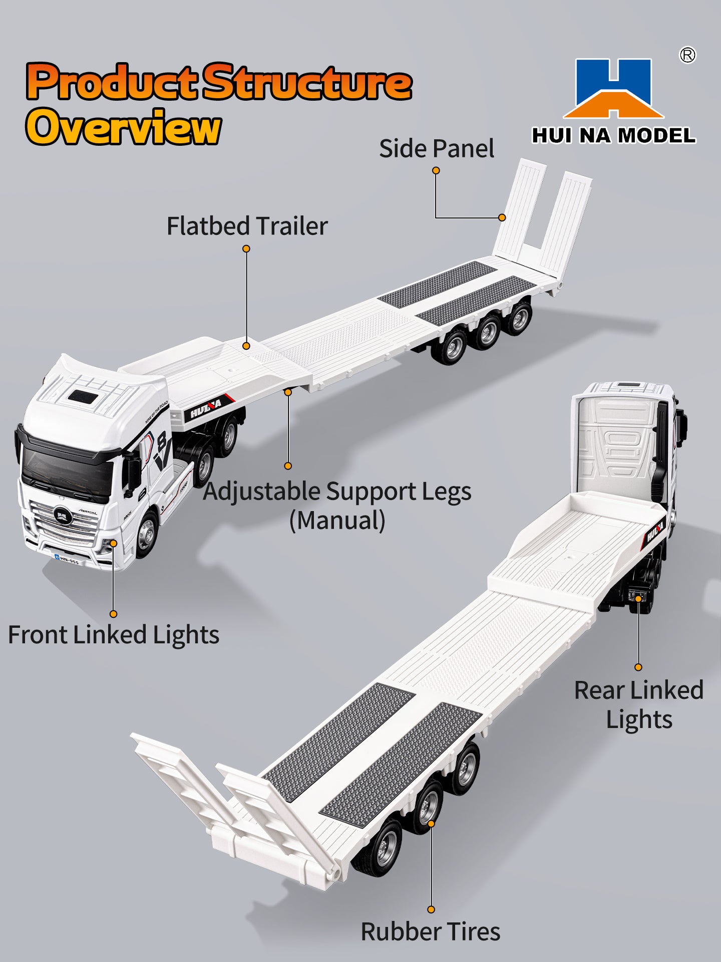 Huina 9900 1:64 Flatbed Trailer