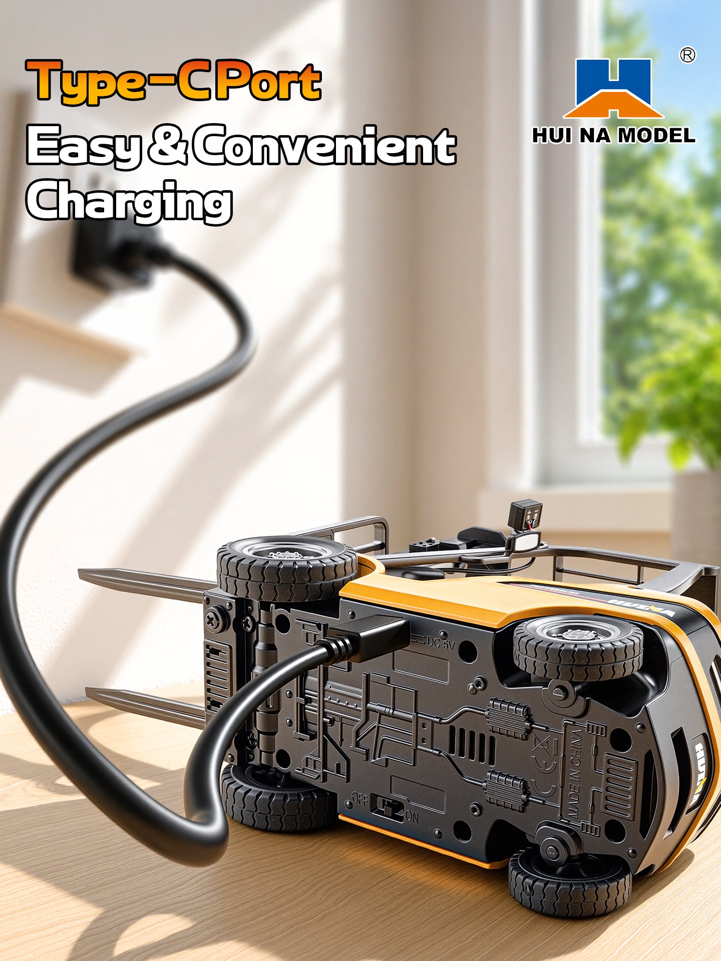 HUINA 9925 1/50 Electric Remote Control Forklift  Mini Warehouse RC Model Desktop Level Light Sound Effect Battery
