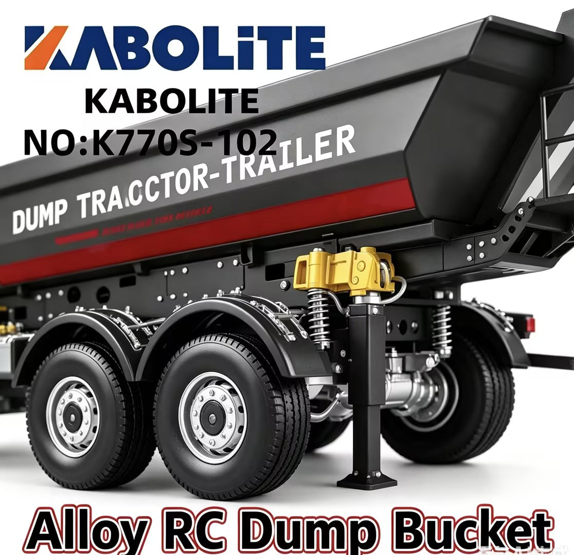 Kabolite 1:14 Scale K770S-102 Alloy RC Dump Trailer, Hydraulic Tipping Tractor Trailer for RC Truck & Tractor Models
