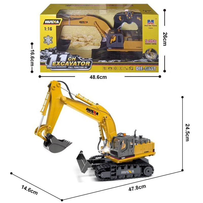 Huina 1531 RC Excavator Trucks 11CH 1:16 Alloy Remote Control Engineering Digger