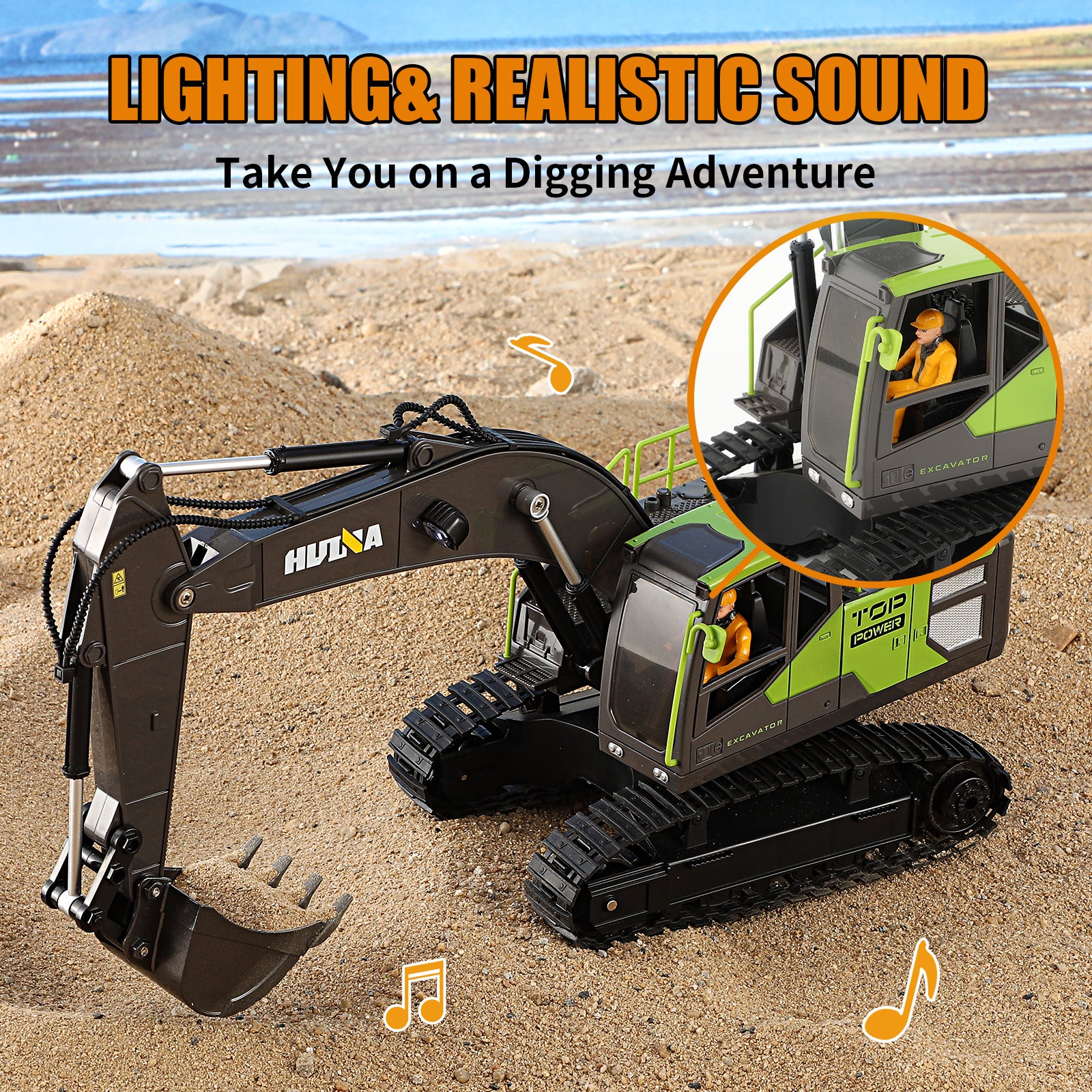 Huina 1661 1 18 Semi alloy Remote Control Excavator Toy