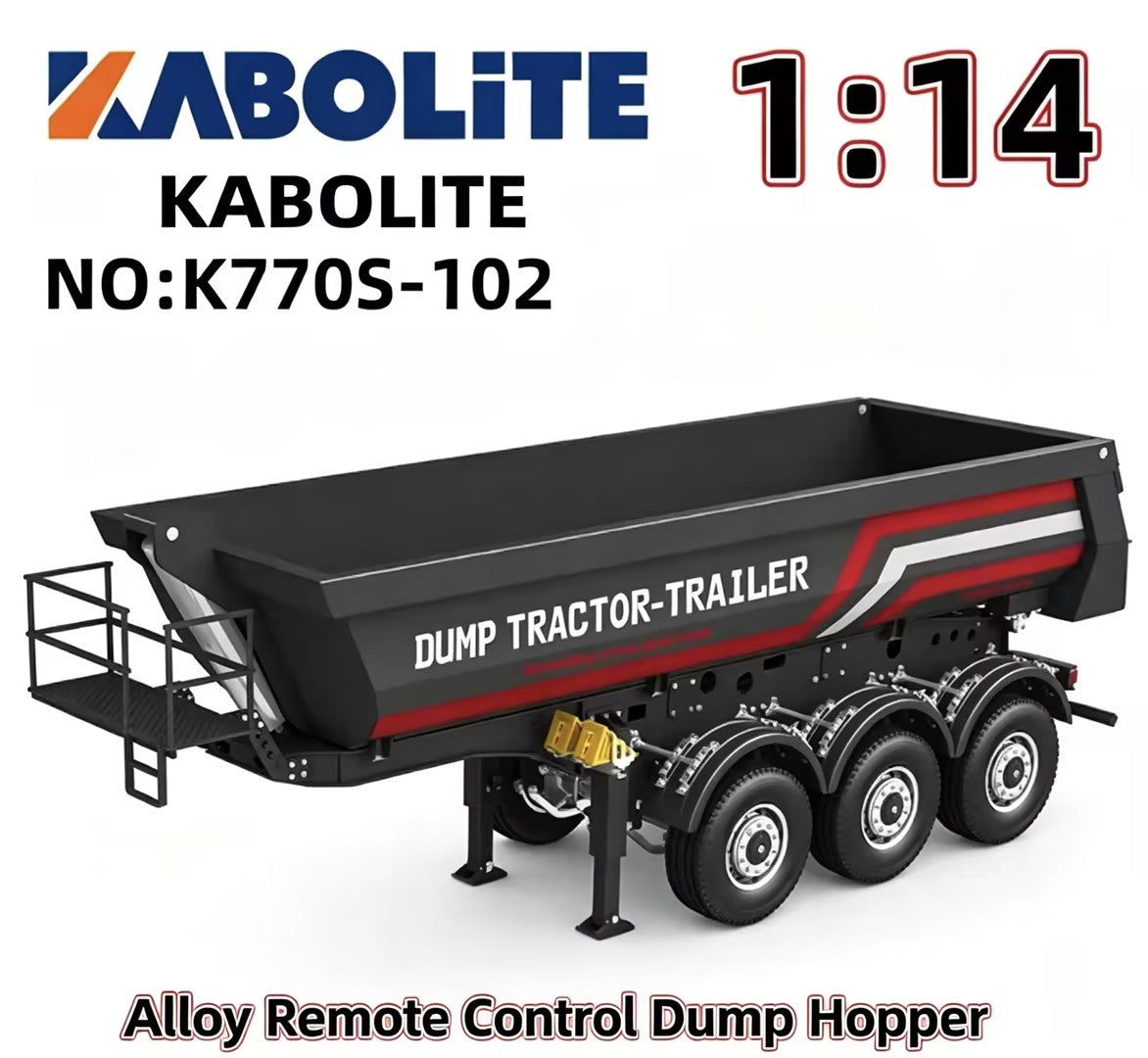 Kabolite 1:14 Scale K770S-102 Alloy RC Dump Trailer, Hydraulic Tipping Tractor Trailer for RC Truck & Tractor Models