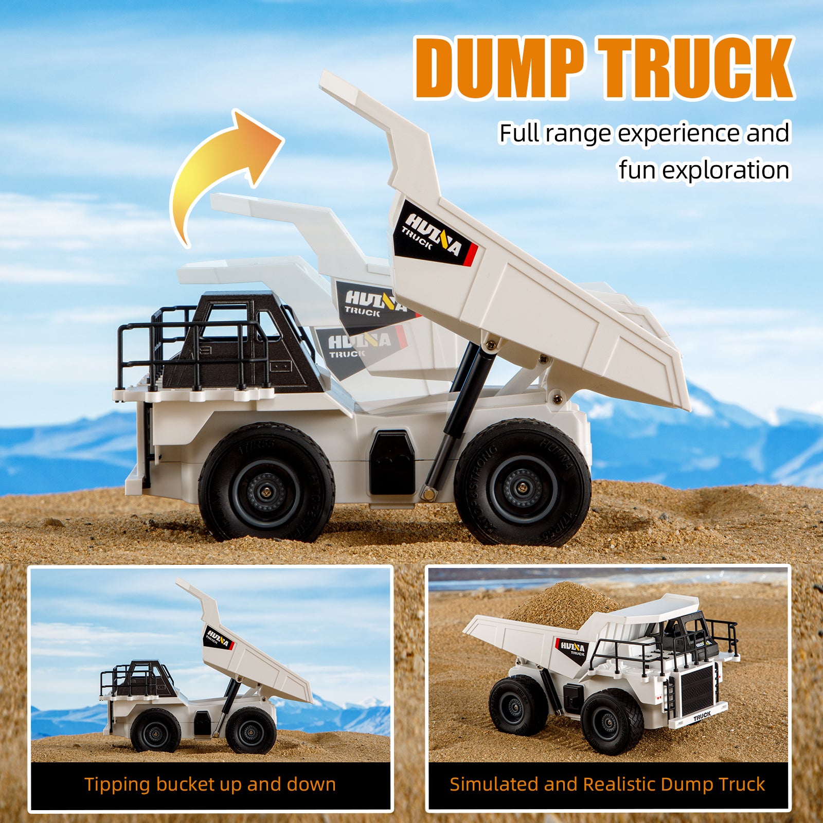 Huina 1559 1:24 Semi-alloy Remote Control Excavator Dump Truck Set