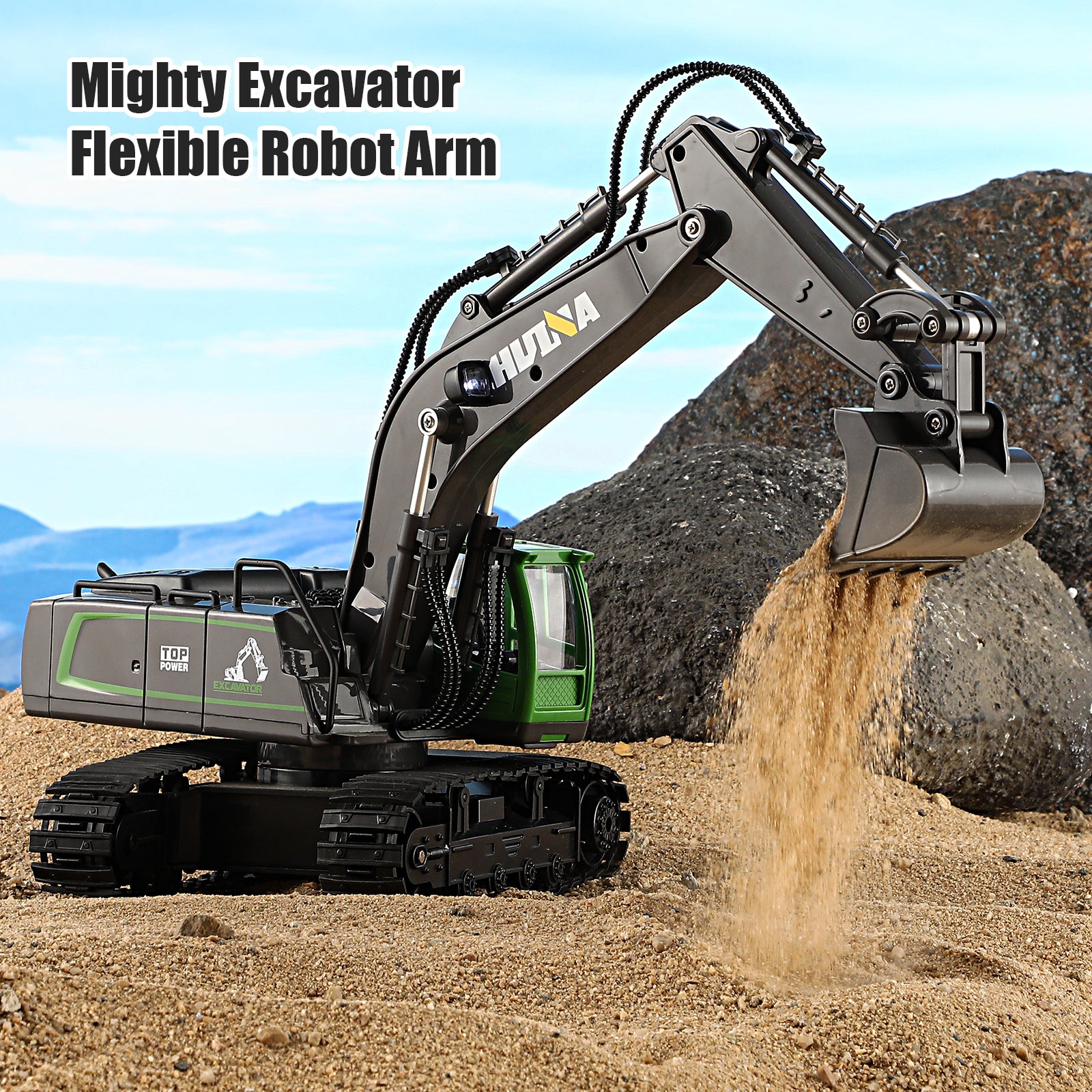 Huina 1558 1:18 Remote Control Semi-alloy Excavator Toy