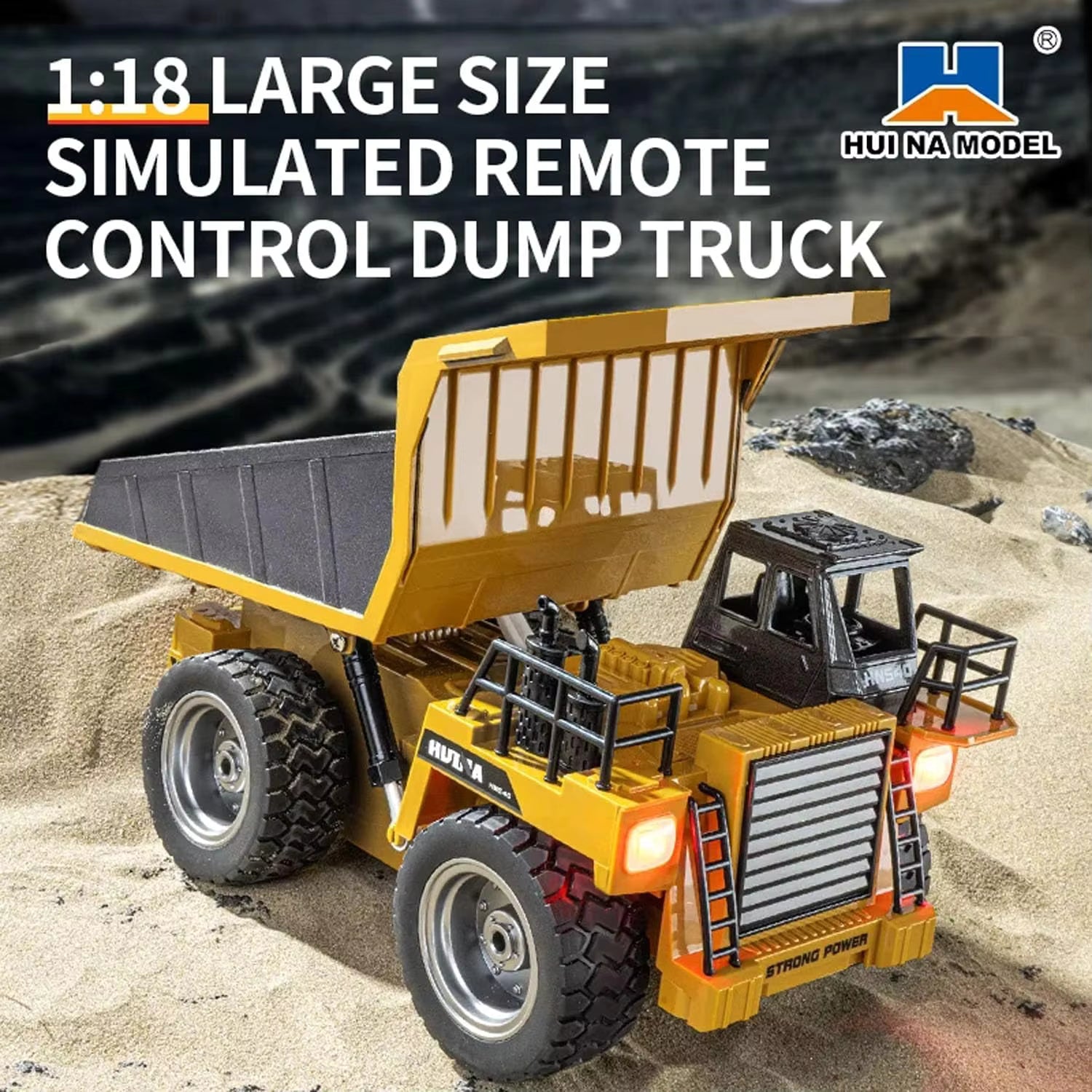Huina 1533 RC Dump Truck 1:18 Scale 9CH Remote Control Construction Vehicle To