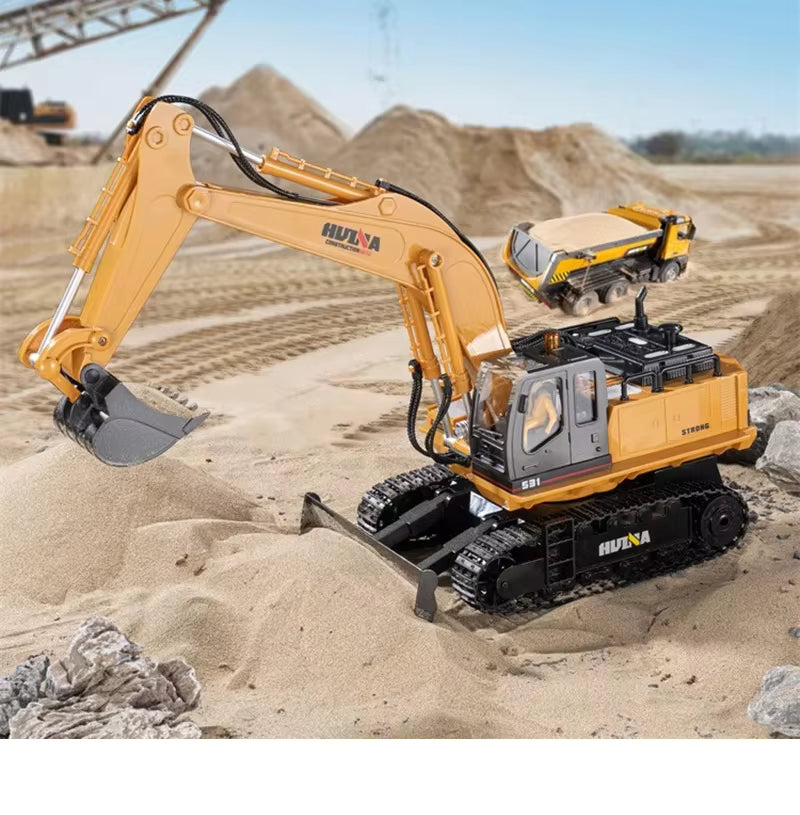 Huina 1531 RC Excavator Trucks 11CH 1:16 Alloy Remote Control Engineering Digger