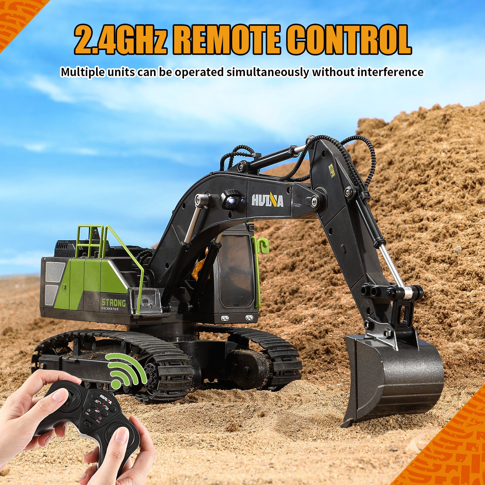 Huina 1661 1:18 Semi-alloy Remote Control Excavator Toy