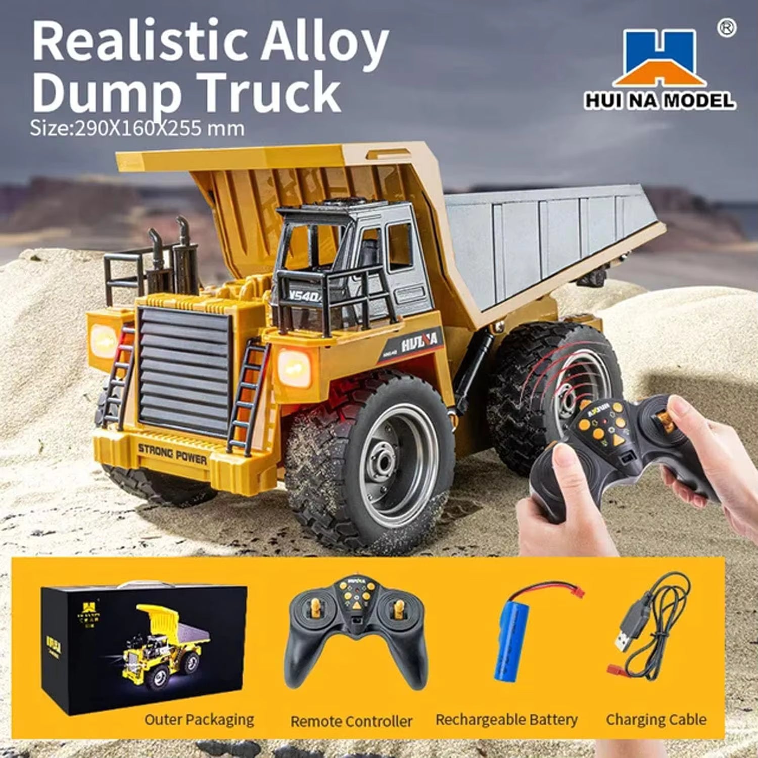 Huina 1533 RC Dump Truck 1:18 Scale 9CH Remote Control Construction Vehicle To
