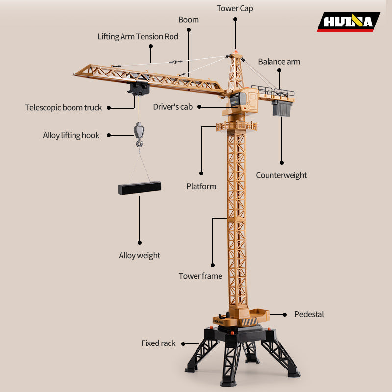 Huina 1585 1:14 Semi-alloy Remote Control Tower Srane Model Toy