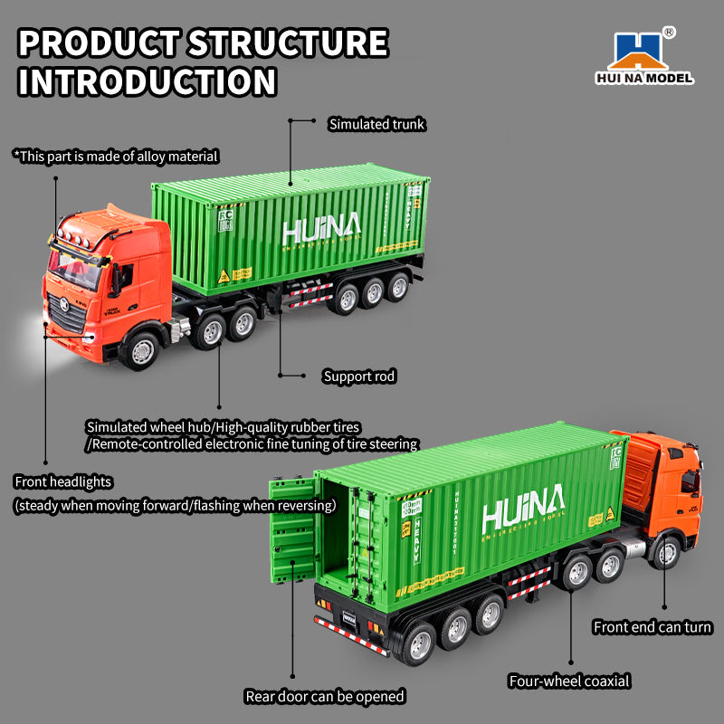 HUINA 1317 1:18 Semi-alloy Remote Control Container Truck (2025 MODEL)