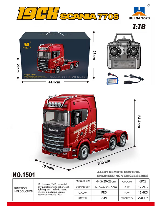 Huina 1501 1:18 19-channel Scania tractor