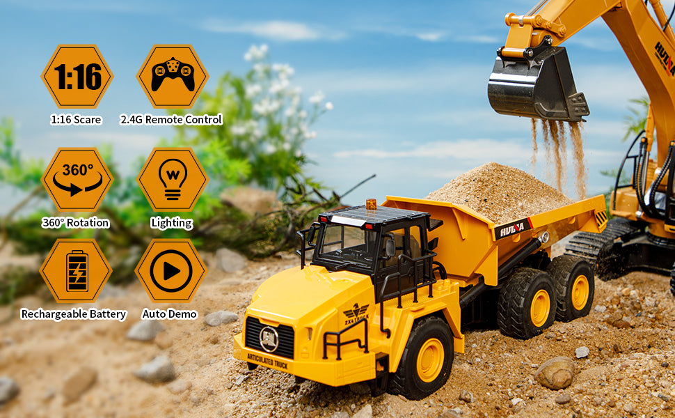 Huina 1553 1:16 Remote Control Dump Truck Toy 