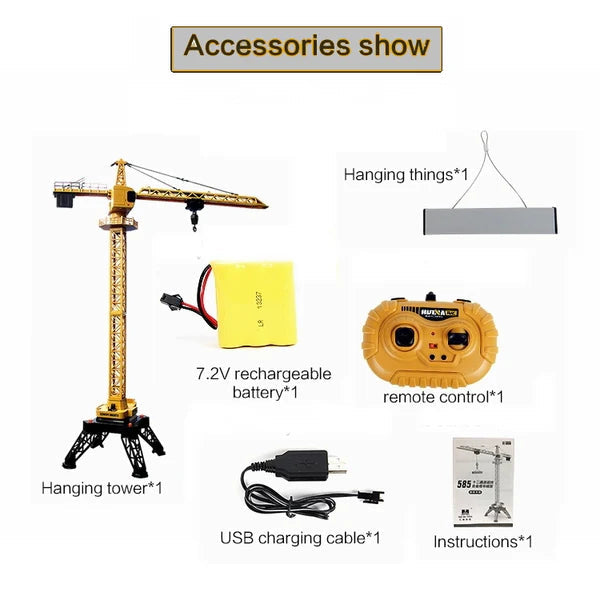 Huina 1585 1:14 Semi-alloy Remote Control Tower Crane Model Toy (2025 MODEL)