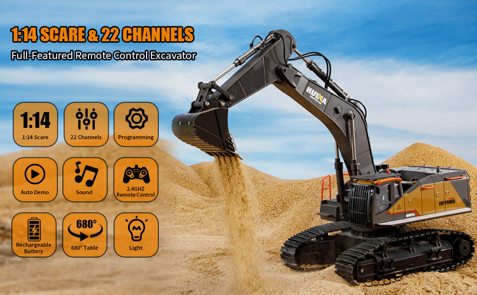 Huina 1592 1:14 Remote Control Excavator (2025 MODEL)